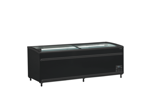  HorecaTraders Supermarktkoeler/-vriezer zwart | 210 x 86 x 89(h) cm | Schakelbaar chiller & vriezer 