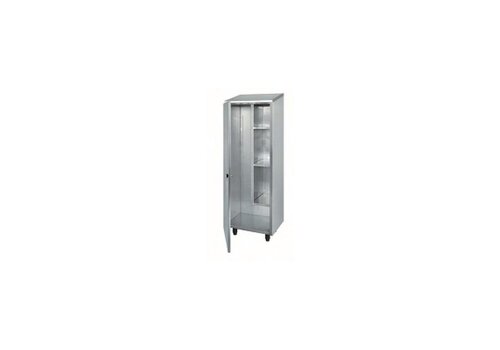  HorecaTraders Stainless steel broom cupboard | 2 doors | lock | adjustable legs | hygienic roof 
