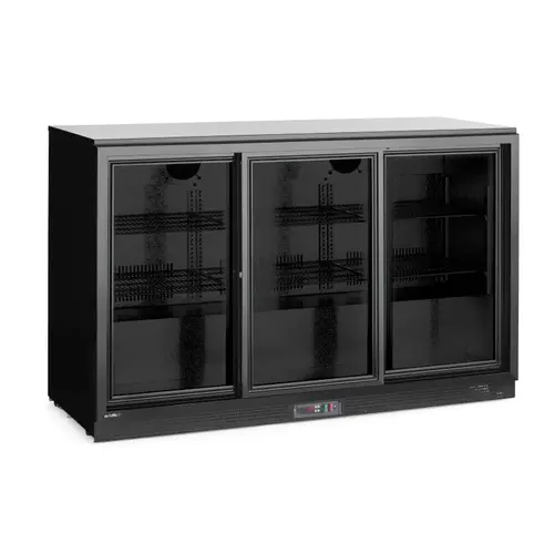  Hendi Backbar koelkast | 3 schuifdeuren | zwart | 308 L | 1350x520x(H)865 mm 