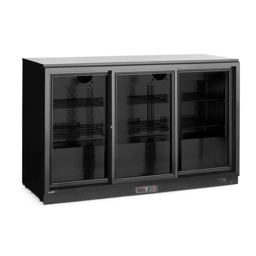 Réfrigérateur de bar | 3 portes coulissantes | Noir | 308 L | 1350 x 520 x (H) 865 mm