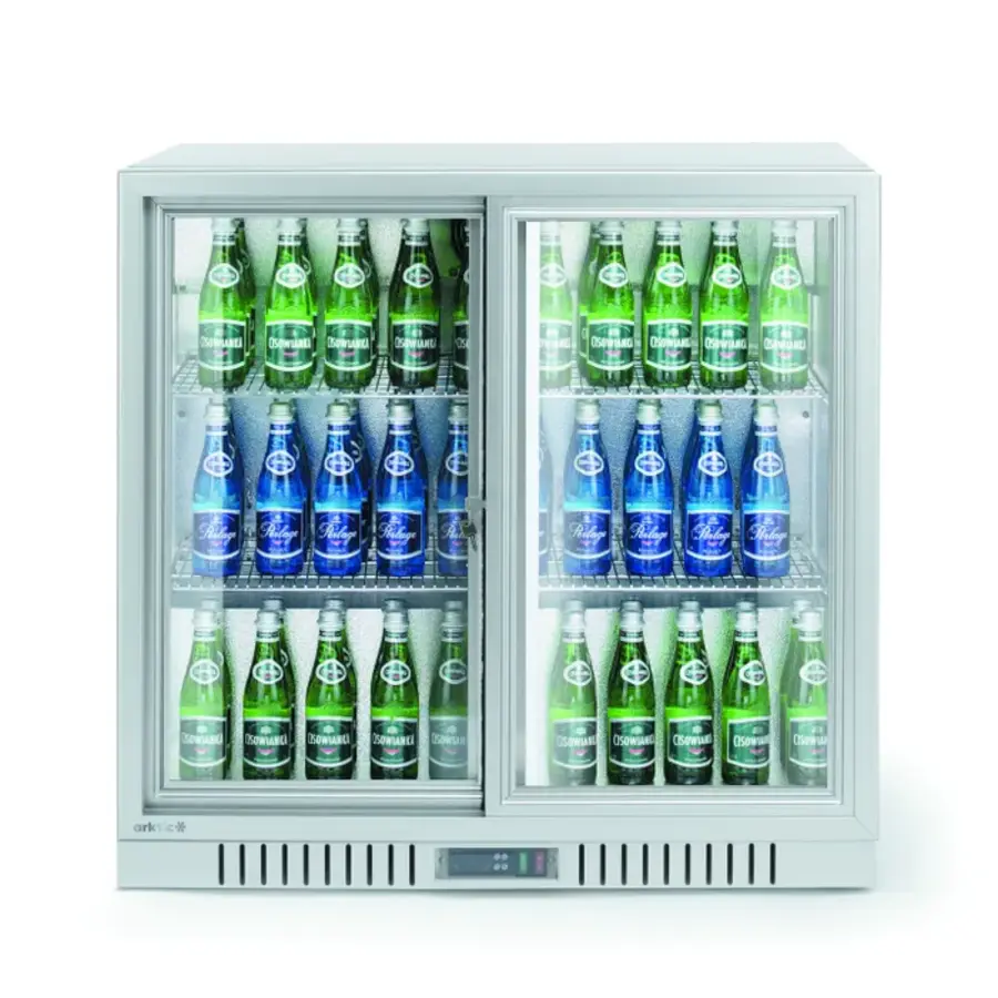 Kühlschrank mit Glasschiebetüren | Silber | 150 l | 900 x 520 x (H) 840 mm