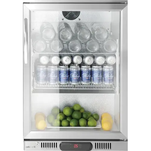  Hendi Réfrigérateur de bar avec porte vitrée | 530 x 500 x (H) 840 mm | 3 étagères | Éclairage LED 