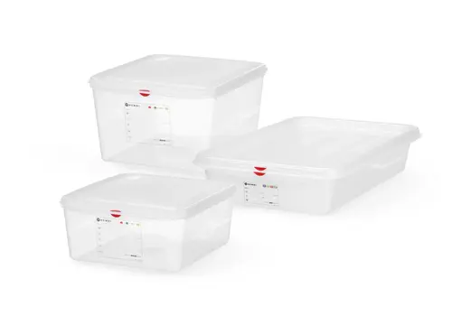  HorecaTraders Container GN 2/3 | Polypropylene | Stackable | With lid | 3 sizes 