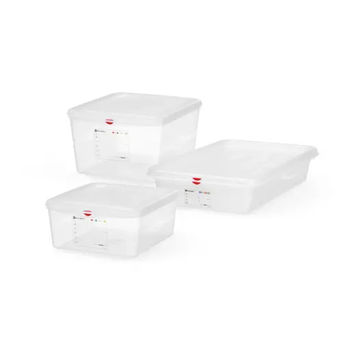  HorecaTraders Container GN 2/3 | Polypropylene | Stackable | With lid | 3 sizes 