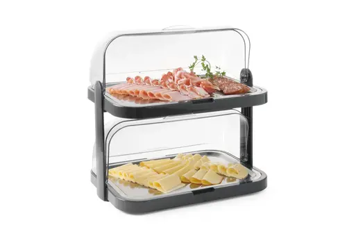  HorecaTraders Kühlvitrine | Mit Rolldeckel | Doppelt | 4 Kühlelemente | 44 x 32 x (H) 44 cm 