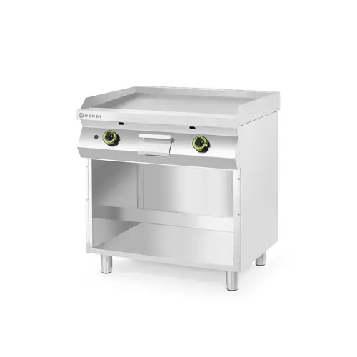  HorecaTraders Grill plate | Smooth | Gas | On base cabinet | 3 sides closed | 80x70x(h)90cm 