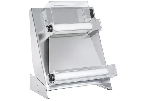  HorecaTraders Pizzateigroller | Elektrisch | Einfache Bedienung per Knopfdruck | HDPE & Edelstahl | 58,5 x 43,5 x (H) 71,5 cm 