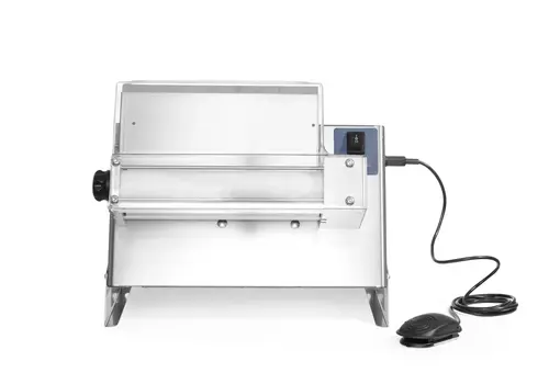  HorecaTraders Laminoir à pâte | Électrique | Acier inoxydable | 2 jeux de rouleaux | 48 x 33,5 x (h) 43 cm 