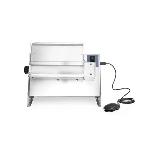  HorecaTraders Teigroller | Elektrisch | Edelstahl | 2 Rollensätze | 48 x 33,5 x (H) 43 cm 