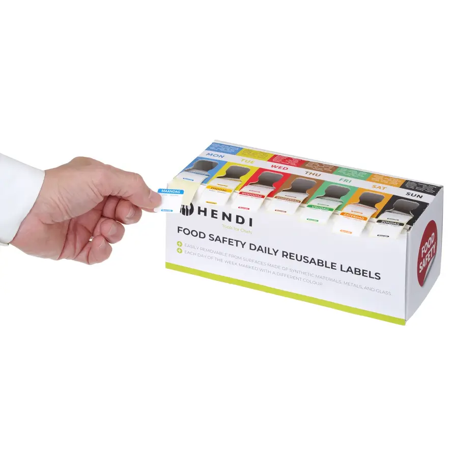 Étiquettes de sécurité alimentaire | Avec distributeur | 1000 pièces | 24 x 8 x 10 cm (H)