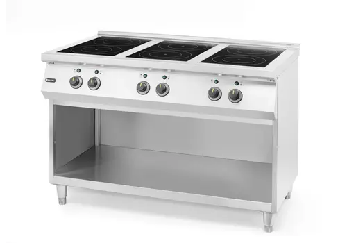  HorecaTraders Plaque à induction | 6 zones de cuisson | Structure en acier inoxydable | 120 x 70 x 89 cm (h) 