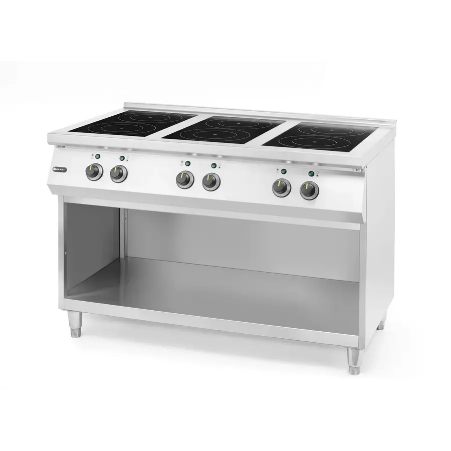 Inductie Kookplaat | 6 kookzones | RVS frame | 120x70x(h)89cm