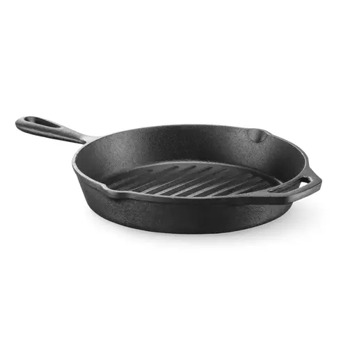  HorecaTraders Gusseiserne Grillpfanne | 2,25 kg | Induktionsgeeignet | 39,8 x 26,5 x (H) 4,8 cm 