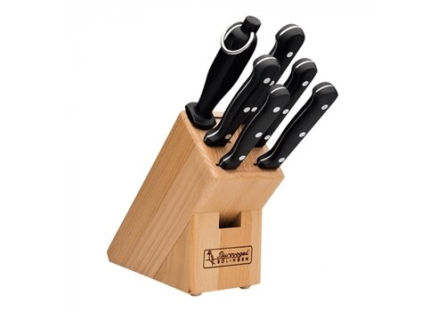  HorecaTraders Bloc à couteaux série 4000 – Coffret professionnel de 6 couteaux en acier forgé 