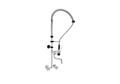  HorecaTraders Robinet de rinçage | Fixation murale | Bec | Acier inoxydable | Hauteur du robinet : 101 cm 