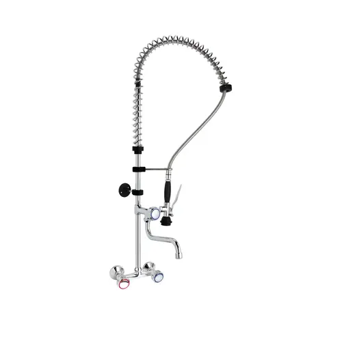  HorecaTraders Robinet de rinçage | Fixation murale | Bec | Acier inoxydable | Hauteur du robinet : 101 cm 