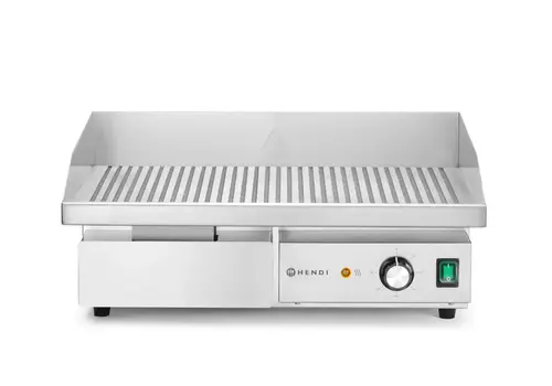  HorecaTraders Bakplaat | Geribbeld | 220v | 55x43x(h)24cm 