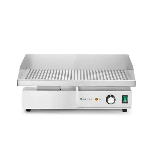  HorecaTraders Bakplaat | Geribbeld | 220v | 55x43x(h)24cm 