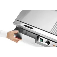 Bakplaat | Half vlak, half geribbeld | Gehard staal | 72x46x(h)24,1cm