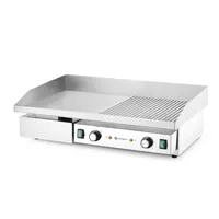 Plaque de cuisson | Moitié plate, moitié striée | Acier trempé | 72 x 46 x (h) 24,1 cm