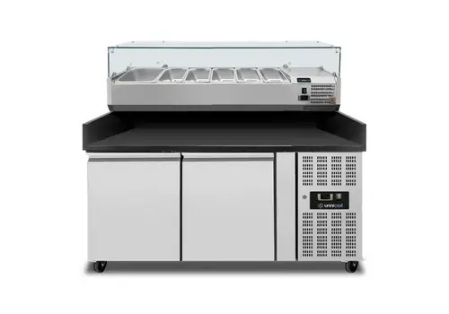  HorecaTraders Pizzawerkbank | 390L | 2 Deuren (600x400) | +2°C/+8°C | Geforceerd| 1510x800x850/990(h)mm 