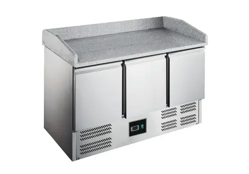  Saro Pizza workbench | 368L | 3 Doors (1/1 GN) | +2°C/+8°C | Static + Fan | Wheels (braked) | 1400x700x866/1016(h)mm 