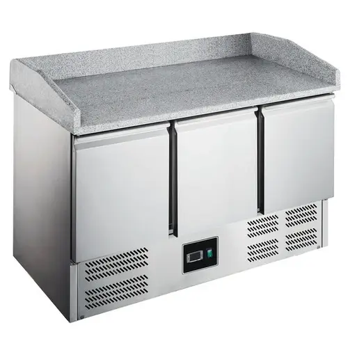  Saro Pizza workbench | 368L | 3 Doors (1/1 GN) | +2°C/+8°C | Static + Fan | Wheels (braked) | 1400x700x866/1016(h)mm 
