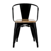 Fauteuils Bolero | Assise en bois | Noir/Gris