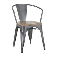 Fauteuils Bolero | Assise en bois | Noir/Gris
