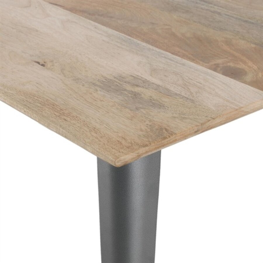 Bolero | Eettafel Mangohouten Blad | Zwarte Poot | 1450mm