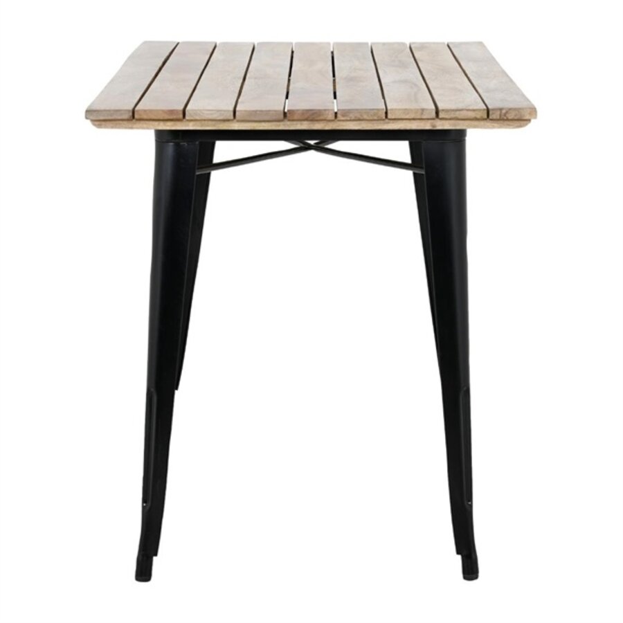 Bolero | Table de salle à manger avec plateau en bois de manguier | Pieds noirs | 1200 mm