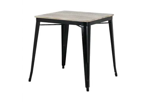  Bolero Esstisch | Tischplatte aus Mangoholzlatten | Schwarzes Bein 650 mm 