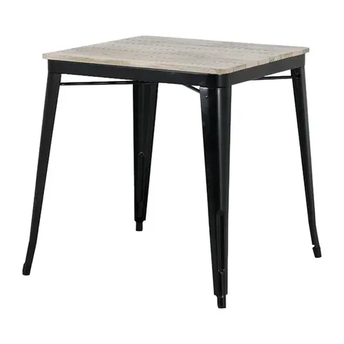  Bolero Dining Table | Mango Wood Slat Top | Black Leg 650mm 