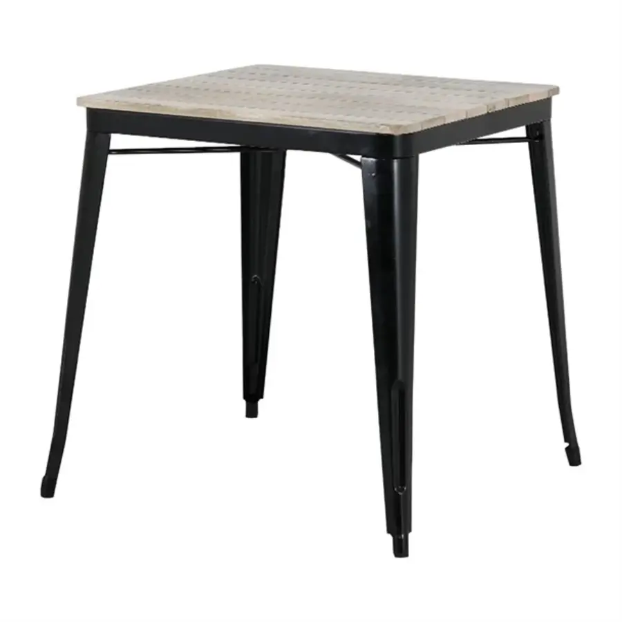 Table de salle à manger Bolero | Plateau à lattes en bois de manguier | Pieds noirs 650 mm