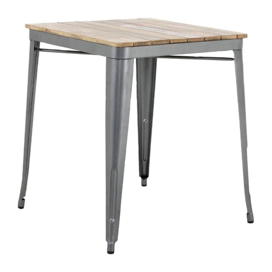 Bolero Dining Table | Mango Wood Slat Top | Black Leg 650mm