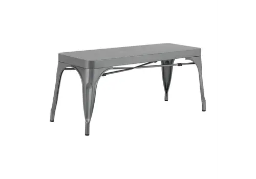  HorecaTraders Banc | Métal | Bolero | Gris foncé | 100 cm | 2 pièces 