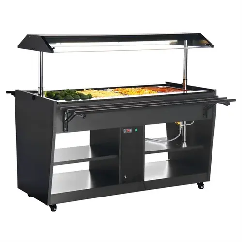  HorecaTraders Warmhaltebuffet | Schwarz | 4 x 1/1GN | 135,6 (H) x 105,8 (B) x 74 (T) cm 