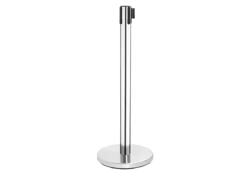  HorecaTraders Barrier post | Polished stainless steel | Black band | 96.5 cm high | 2 pieces 