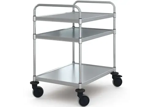  Hupfer Serveerwagen | RVS | 3 niveaus | Geremd | 94x68,5x104,8(h)cm 