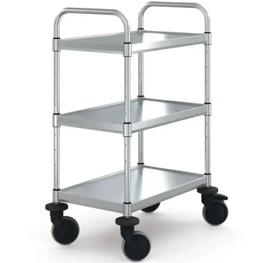 Serveerwagen | RVS | 3 niveaus | Geremd | 74x48,5x104,8(h)cm