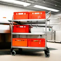 Servierwagen | Edelstahl | 3 Ebenen | Robust | Gebremst | 102,1 x 68,5 x 110,5 (H) cm