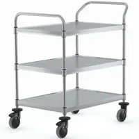 Chariot de service | Acier inoxydable | 3 niveaux | Robuste | Freiné | 102,1 x 68,5 x 110,5 (h) cm