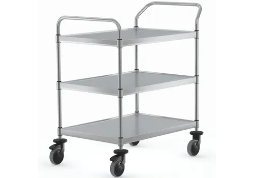  Hupfer Servierwagen | Edelstahl | 3 Ebenen | Robust | Gebremst | 102,1 x 68,5 x 110,5 (H) cm 