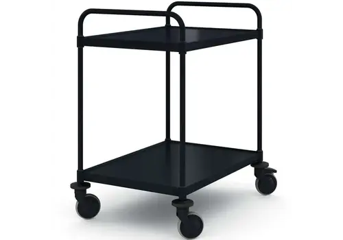  Hupfer Chariot de service | Acier inoxydable | Noir | 2 niveaux | Freiné | 94 x 68,5 x 104,8 (h) cm 