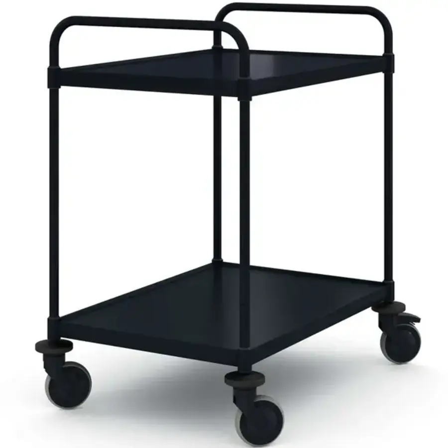 Serving trolley | Stainless steel | Black | 2 levels | Braked | 94x68.5x104.8(h)cm