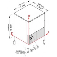 Machine à glace pilée | 146 kg/24 h | Réservoir de 50 kg | 738 x 690 x 1020 mm