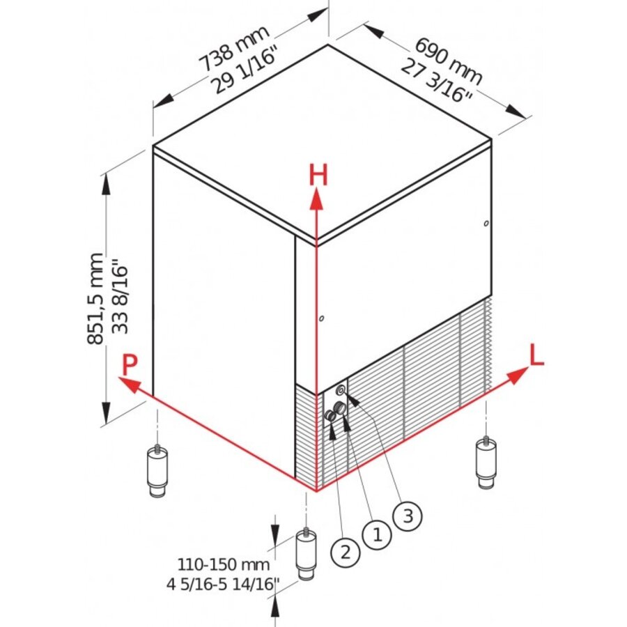 Eiscrusher | 142 kg/24 h | 40 kg Behälter | 738 x 690 x 852 mm