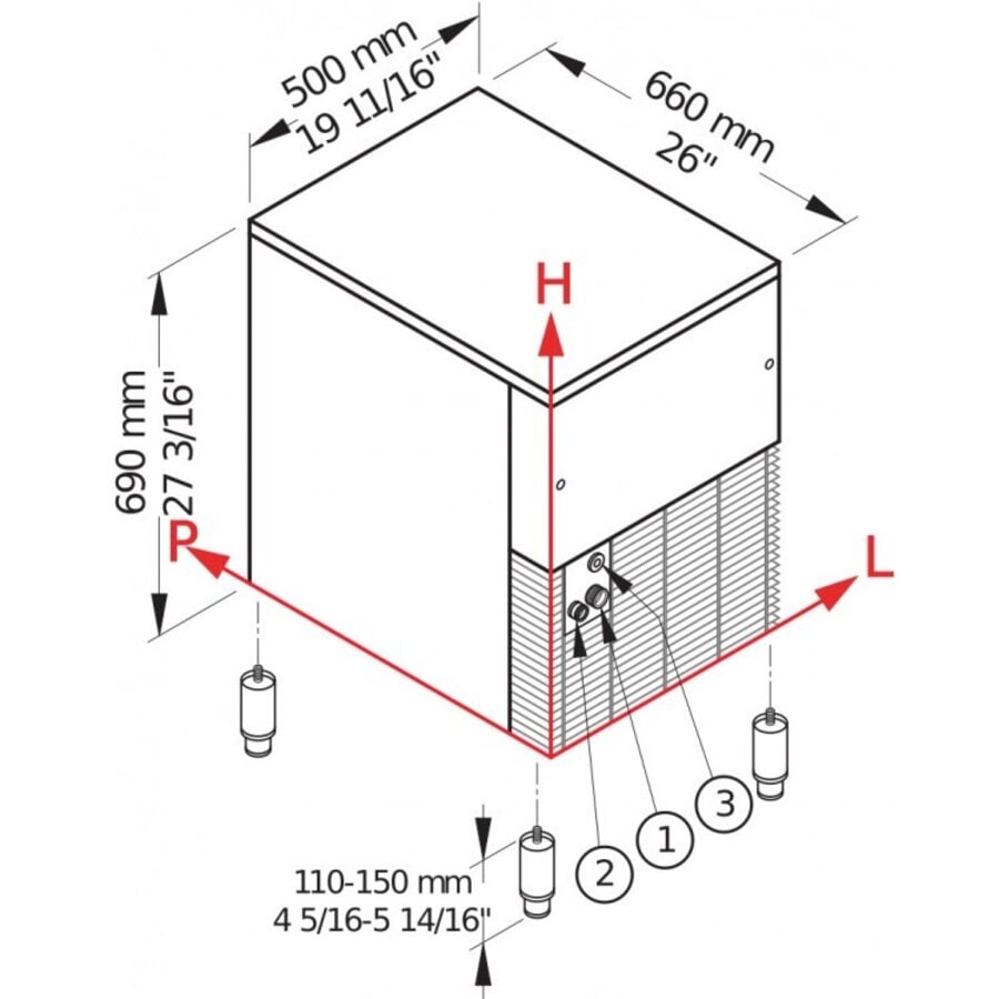 Crushed Ice Machine | 85 kg/24h | 20 kg bunker | 500x660x690 mm