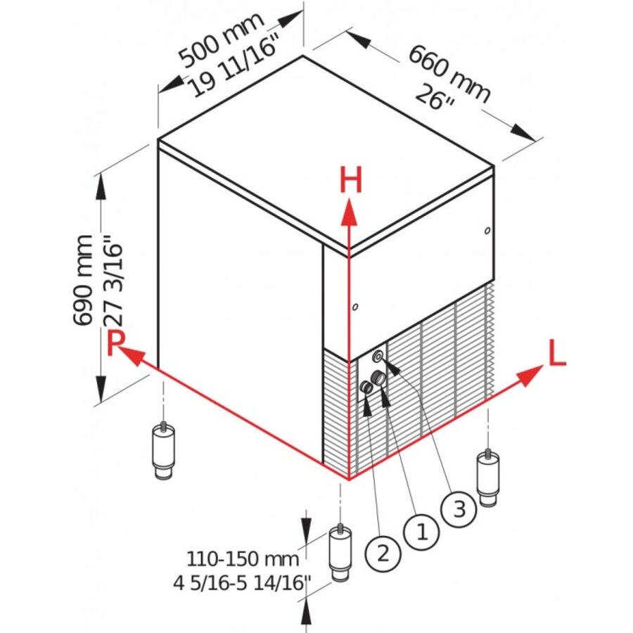 Eiscrusher | 85 kg/24 h | 20 kg Behälter | 500 x 660 x 690 mm