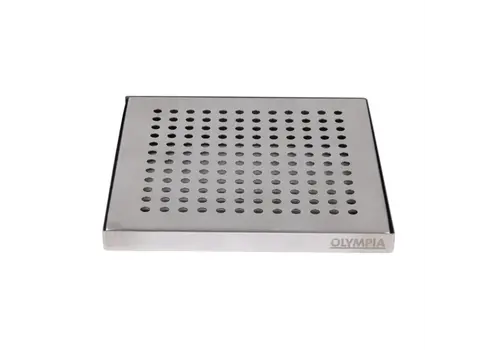  HorecaTraders Stainless steel drip tray | 150x150x13 mm | Removable grid | Dishwasher safe 